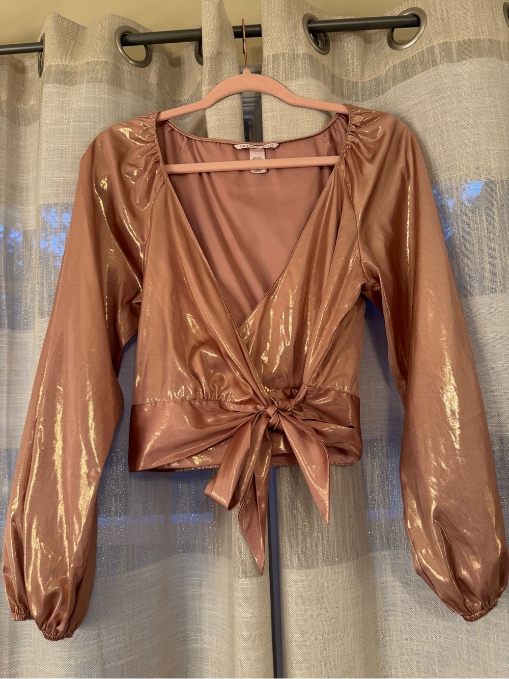 Victoria's Secret Glossy Wrap Crop Blouse